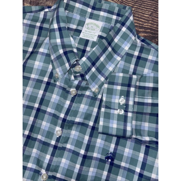 Brooks Brothers Other - Brooks Brothers Shirt Mens  XL Milano Fit Blue Green Plaid Cotton Long Sleeve